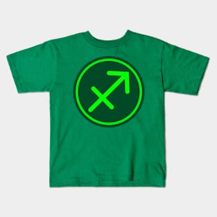 Cool Green Sagittarius Symbol Kids T-Shirt